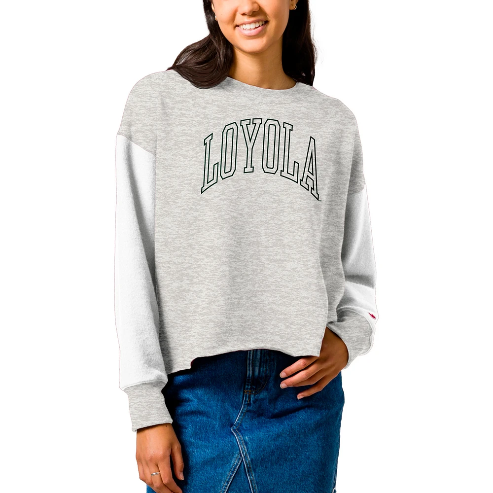 Women's League Collegiate Wear Gray Loyola Greyhounds Reverse Fleece Cropped Pullover Sweatshirt