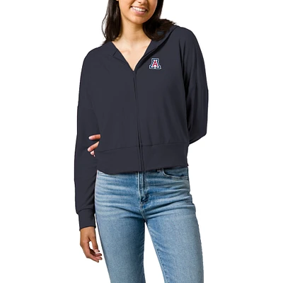 Women's League Collegiate Wear Navy Arizona Wildcats All Day Midi Full-Zip Cropped Hoodie