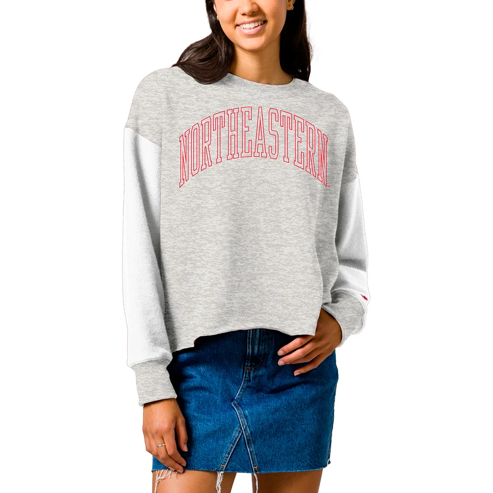 Women's League Collegiate Wear Gray Northeastern Huskies Reverse Fleece Cropped Pullover Sweatshirt