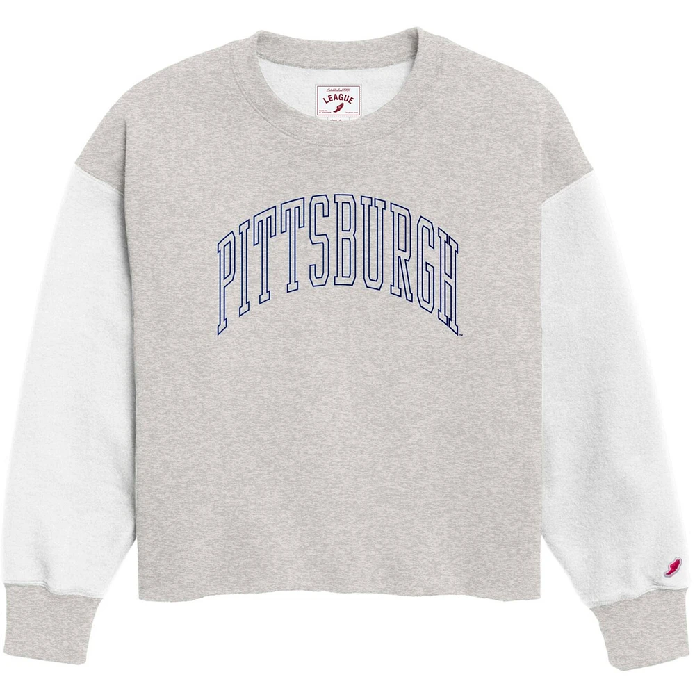 Women's League Collegiate Wear Gray Pitt Panthers Reverse Fleece Cropped Pullover Sweatshirt