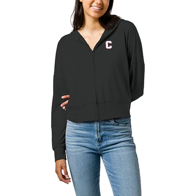 Women's League Collegiate Wear Black Cornell Big Red All Day Midi Full-Zip Cropped Hoodie