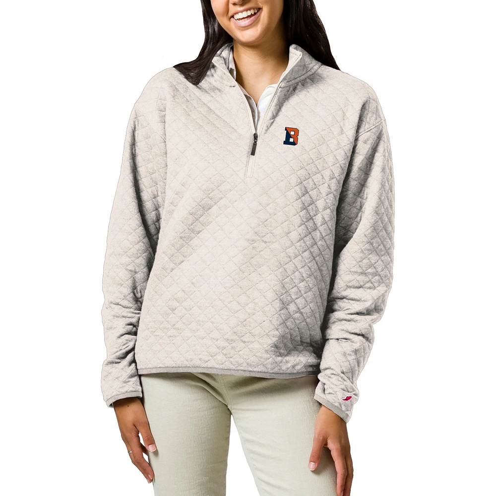 Women's League Collegiate Wear Cream Bucknell Bison Highland Quilted Quarter-Zip Pullover Top