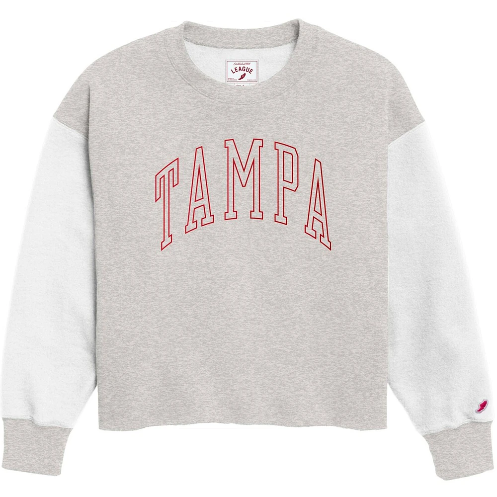 Women's League Collegiate Wear Gray Tampa Spartans Reverse Fleece Cropped Pullover Sweatshirt