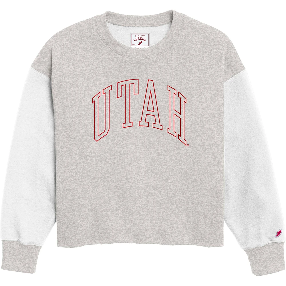 Women's League Collegiate Wear Gray Utah Utes Reverse Fleece Cropped Pullover Sweatshirt