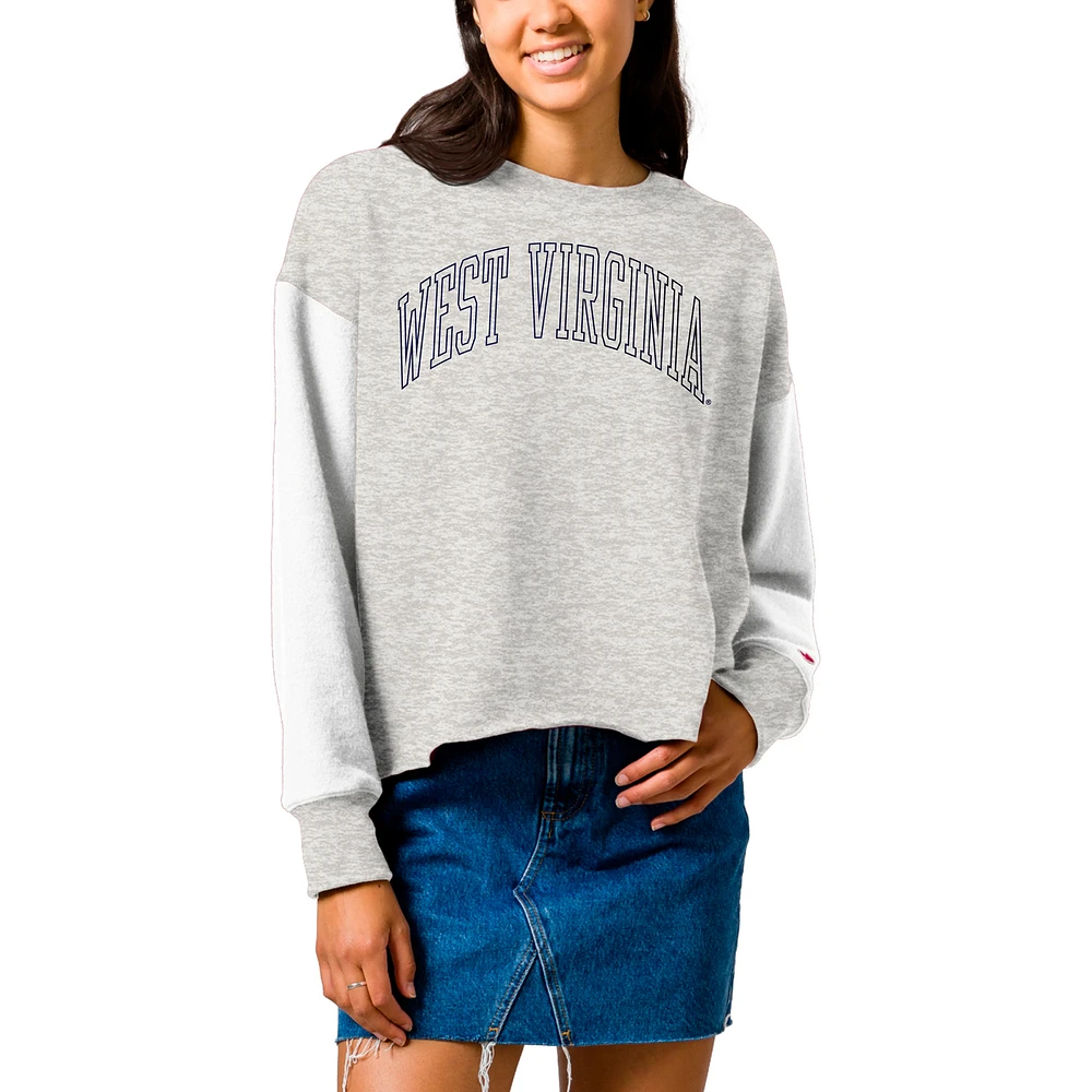 Women's League Collegiate Wear Gray West Virginia Mountaineers Reverse Fleece Cropped Pullover Sweatshirt
