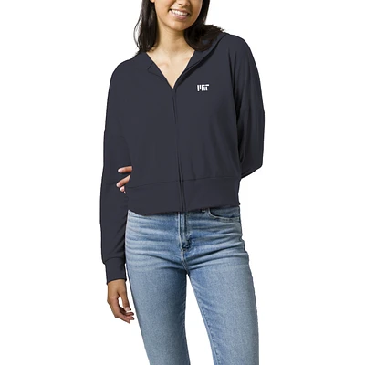 Women's League Collegiate Wear Navy MIT Engineers All Day Full-Zip Cropped Hoodie