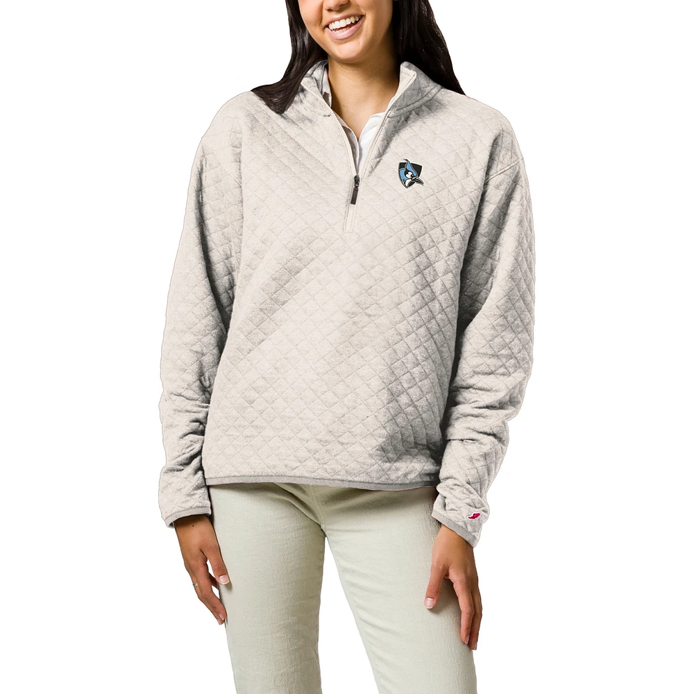 Women's League Collegiate Wear Cream Johns Hopkins Blue Jays Highland Quilted Quarter-Zip Pullover Top
