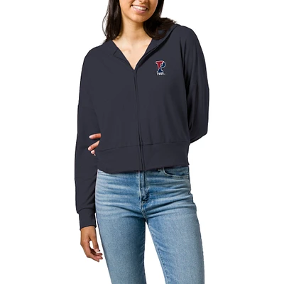 Women's League Collegiate Wear Navy Pennsylvania Quakers All Day Midi Full-Zip Cropped Hoodie