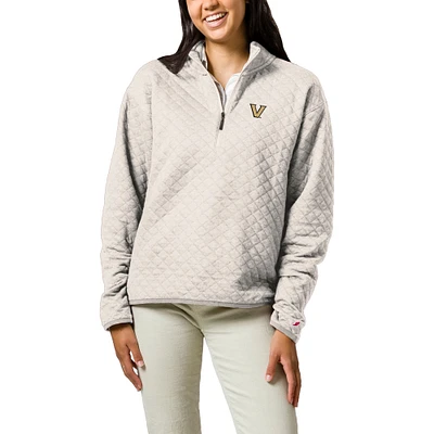 Women's League Collegiate Wear Cream Vanderbilt Commodores Highland Quilted Quarter-Zip Pullover Top