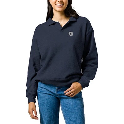 Women's League Collegiate Wear Heather Navy Georgetown Hoyas Victory Springs Tri-Blend Collared Pullover Sweatshirt