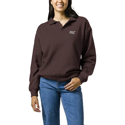 Women's League Collegiate Wear Heather Maroon MIT Engineers Victory Springs Tri-Blend Collared Pullover Sweatshirt