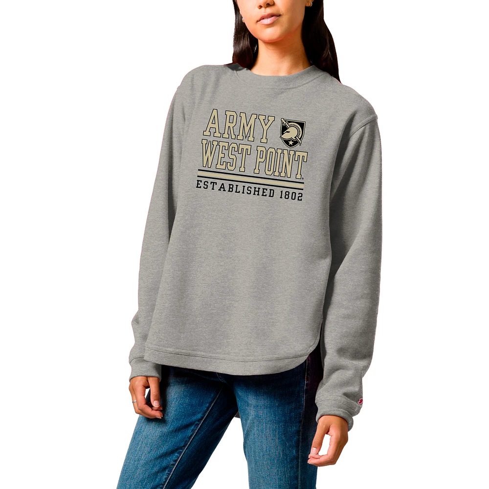Women's League Collegiate Wear Heather Gray Army Black Knights Victory Springs Tri-Blend Fleece Pullover Sweatshirt