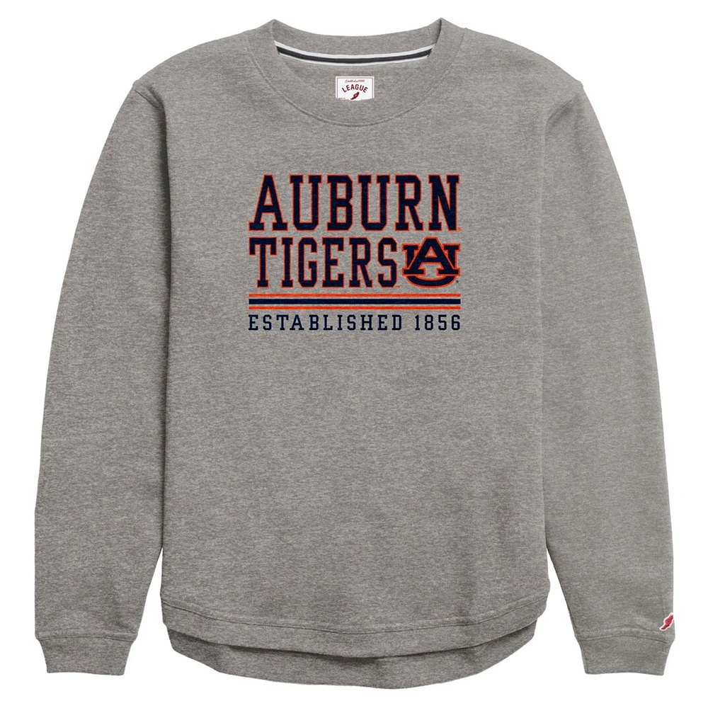 Women's League Collegiate Wear Heather Gray Auburn Tigers Victory Springs Tri-Blend Fleece Pullover Sweatshirt