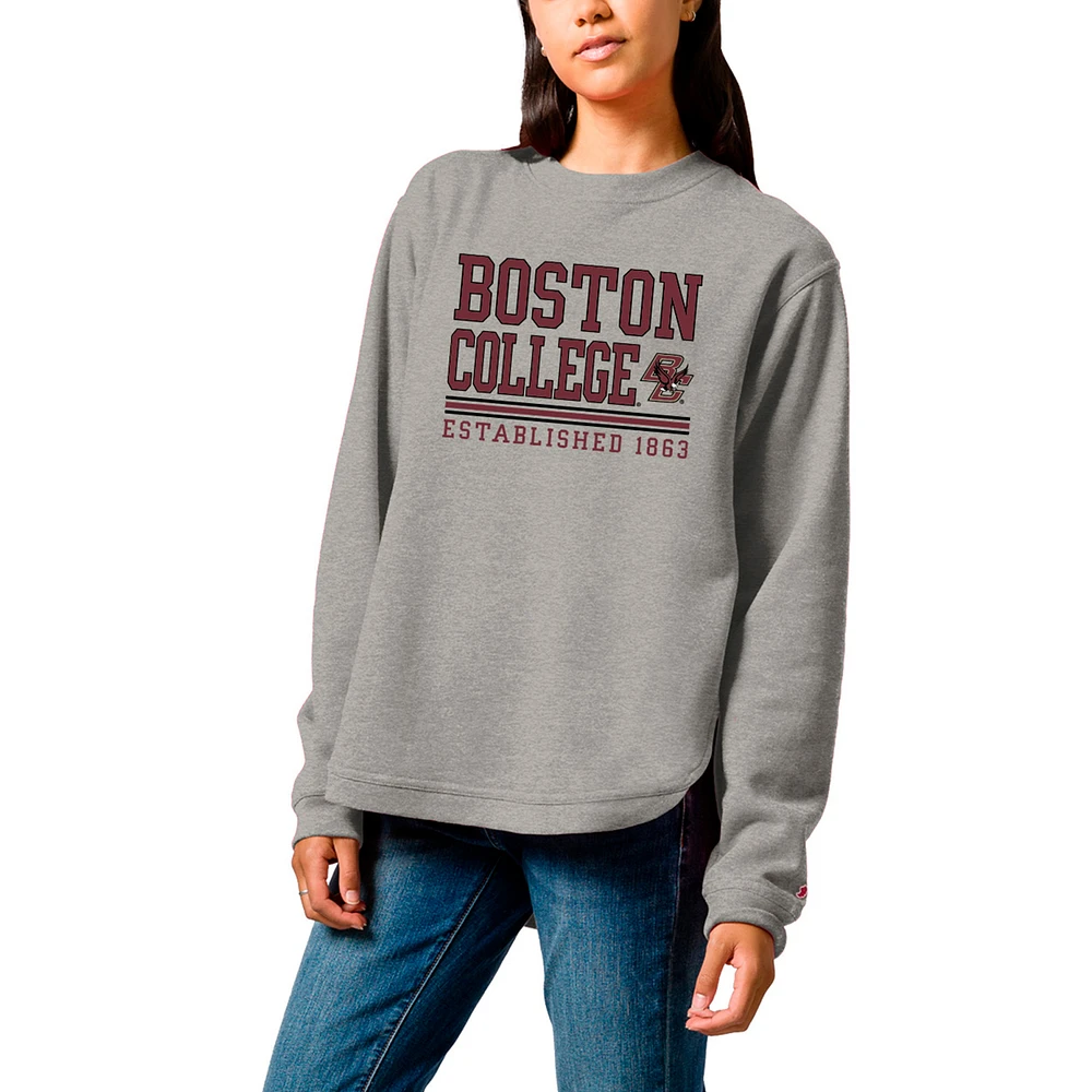 Women's League Collegiate Wear Heather Gray Boston College Eagles Victory Springs Tri-Blend Fleece Pullover Sweatshirt