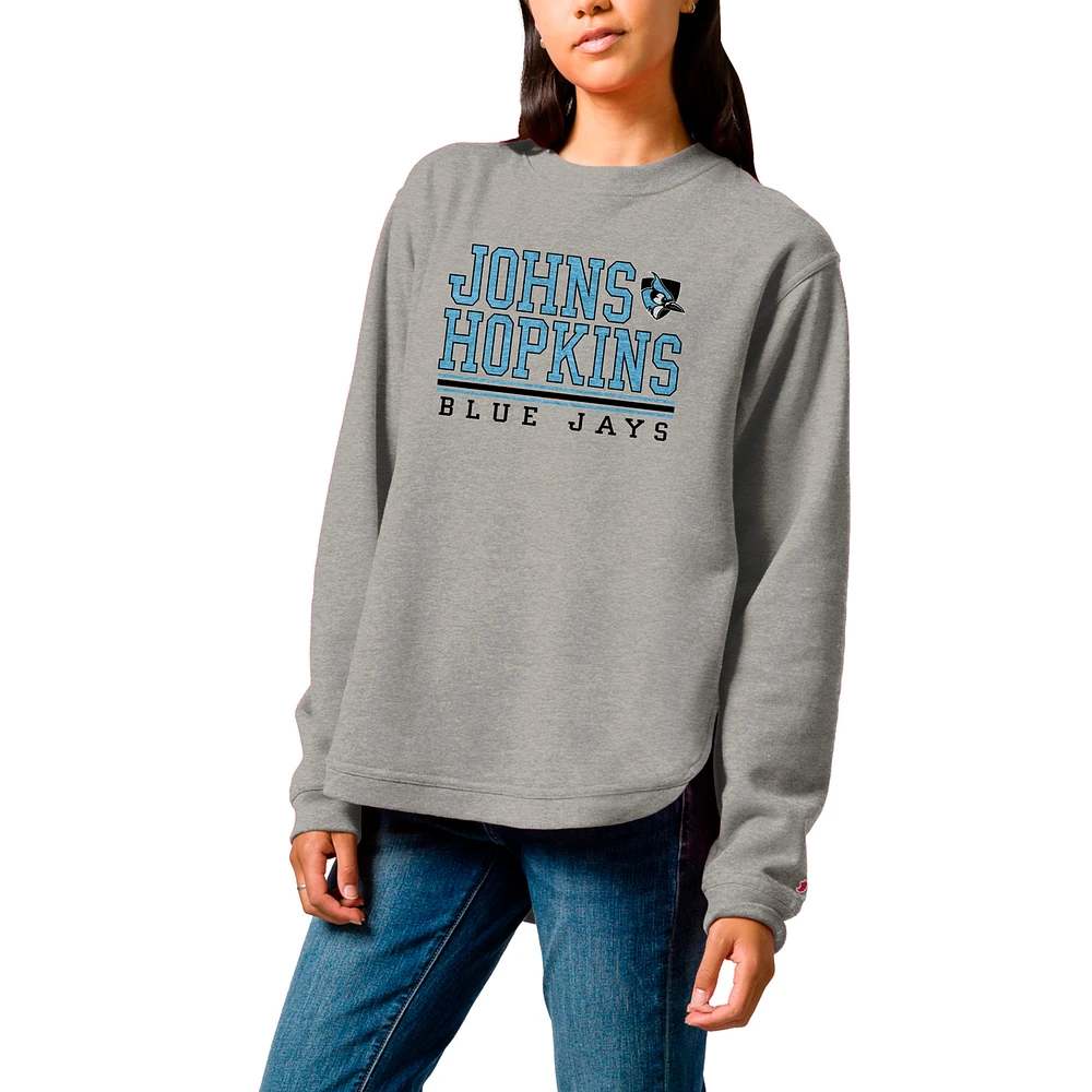 Women's League Collegiate Wear Heather Gray Johns Hopkins Blue Jays Victory Springs Tri-Blend Fleece Pullover Sweatshirt