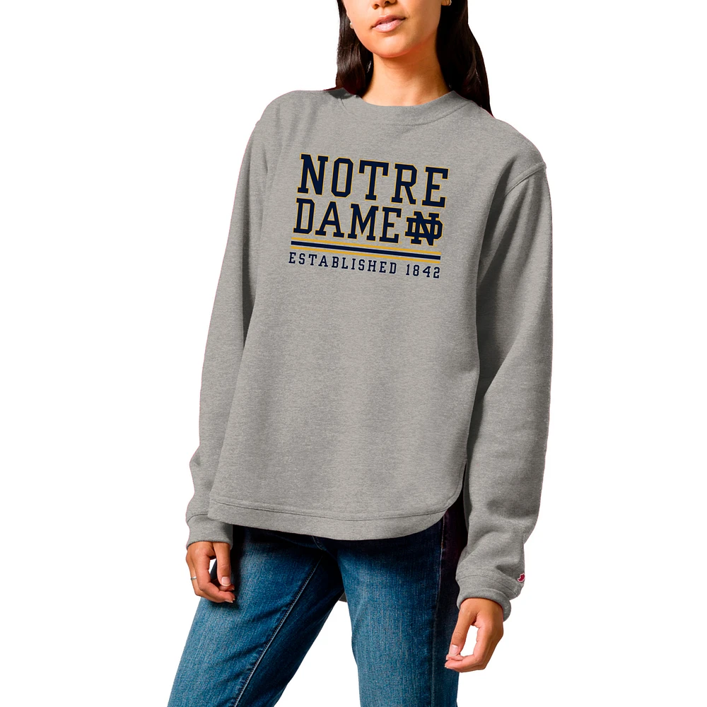 Women's League Collegiate Wear Heather Gray Notre Dame Fighting Irish Victory Springs Tri-Blend Fleece Pullover Sweatshirt