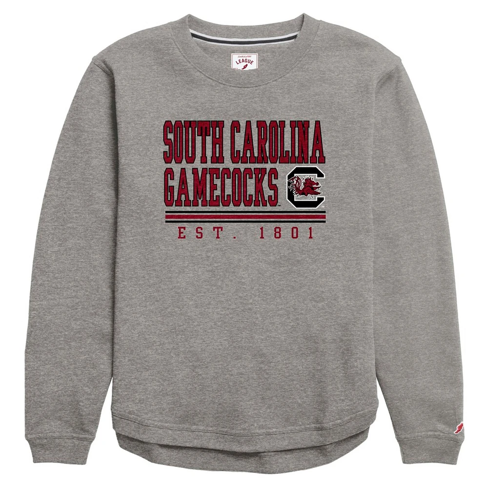 Women's League Collegiate Wear Heather Gray South Carolina Gamecocks Victory Springs Tri-Blend Fleece Pullover Sweatshirt