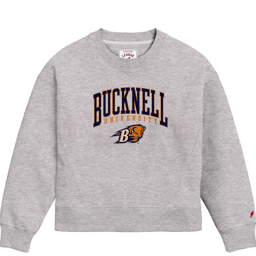 Women's League Collegiate Wear Ash Bucknell Bison 1636 Boxy Pullover Sweatshirt