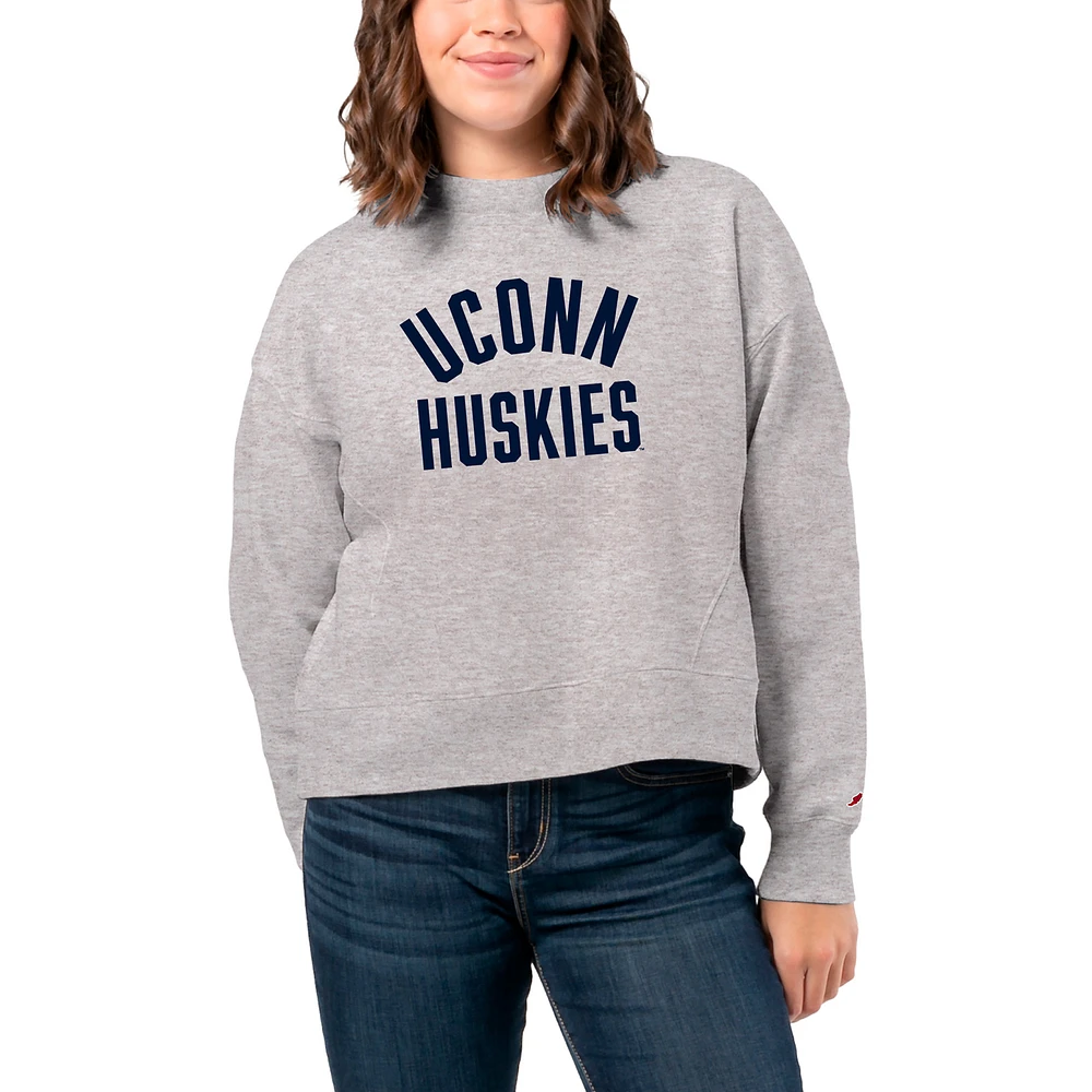 Women's League Collegiate Wear Ash UConn Huskies 1636 Boxy Pullover Sweatshirt