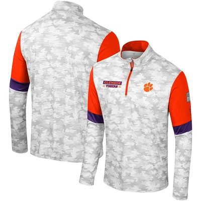 Men's Colosseum Camo Clemson Tigers OHT Military Appreciation Tomahawk Quarter-Zip Windshirt
