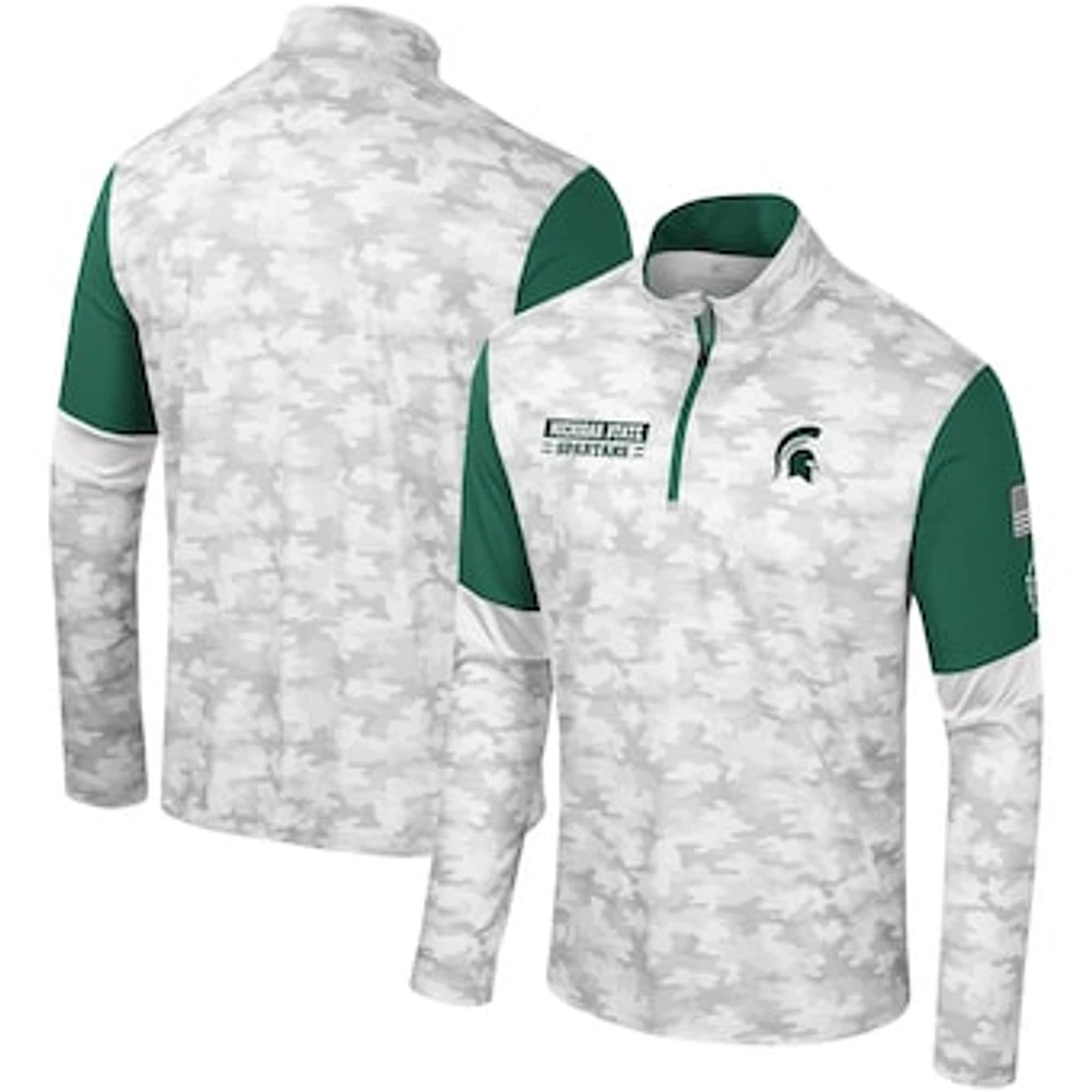 Men's Colosseum Camo Michigan State Spartans OHT Military Appreciation Tomahawk Quarter-Zip Windshirt