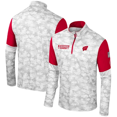 Men's Colosseum Camo Wisconsin Badgers OHT Military Appreciation Tomahawk Quarter-Zip Windshirt