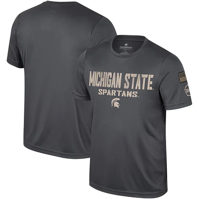Men's Colosseum Charcoal Michigan State Spartans OHT Military Appreciation T-Shirt