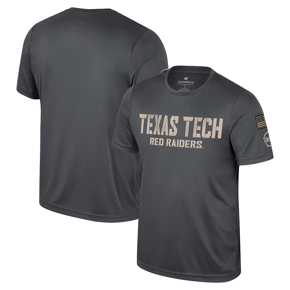 Men's Colosseum Charcoal Texas Tech Red Raiders OHT Military Appreciation T-Shirt