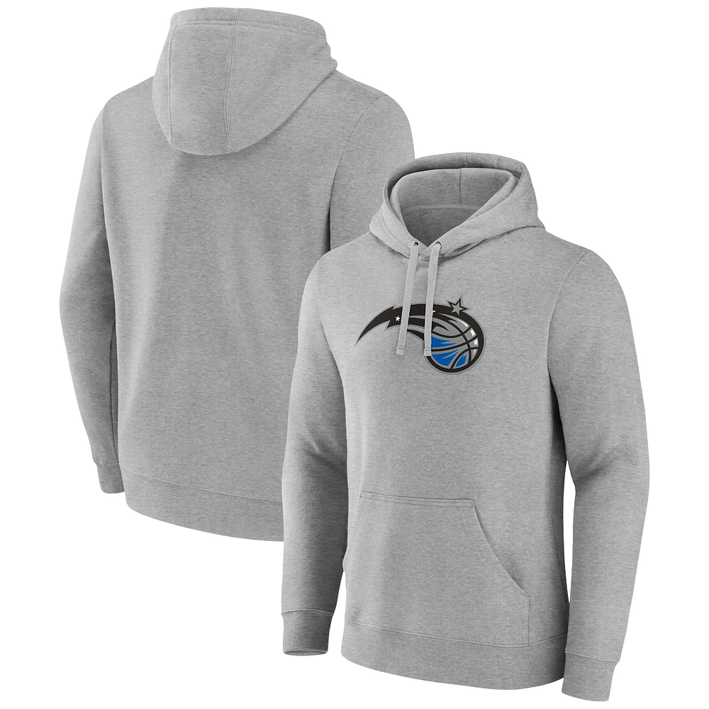 Men's Fanatics Heather Gray Orlando Magic Primary Logo Pullover Hoodie