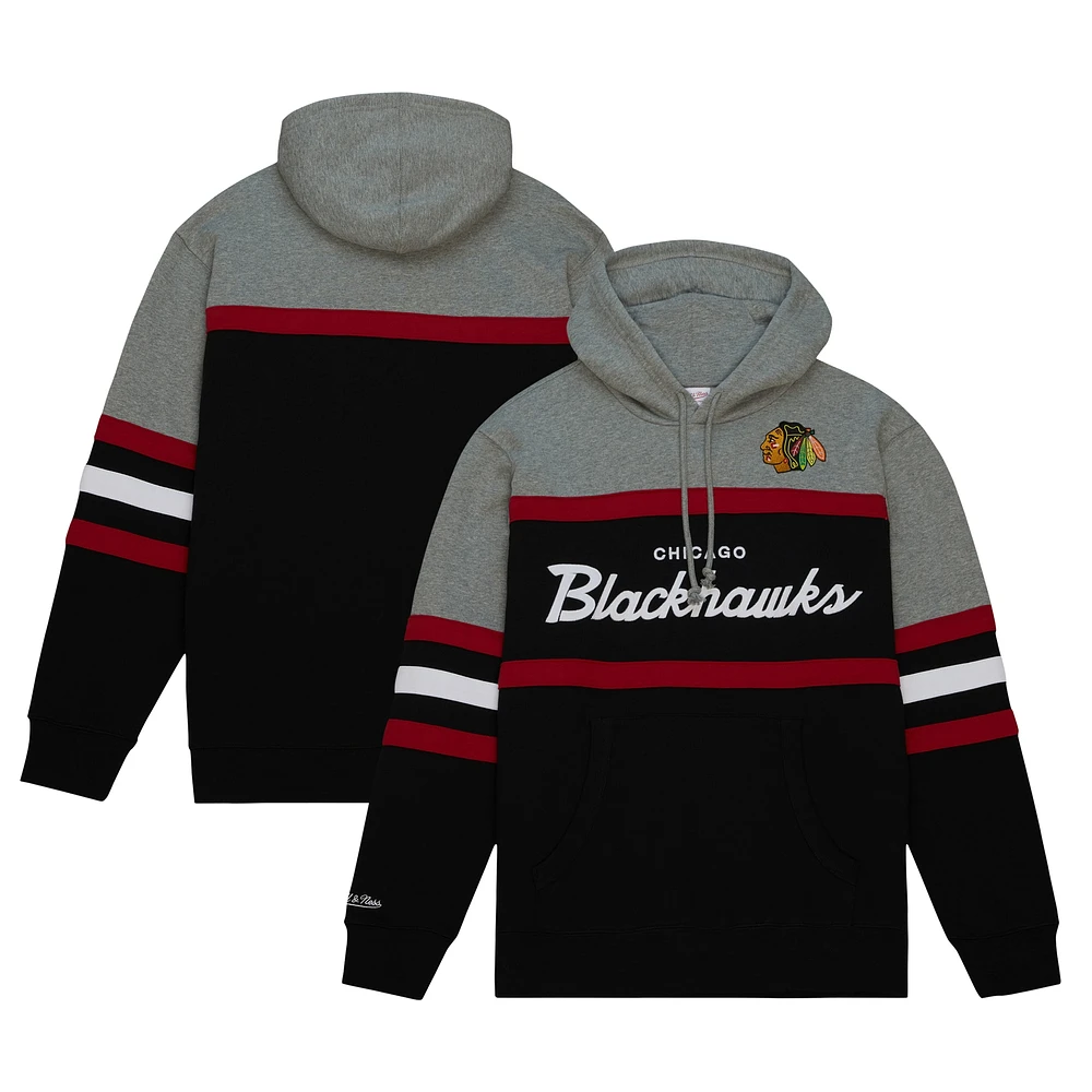 Men's Mitchell & Ness Black/ Chicago Blackhawks Head Coach Pullover Hoodie