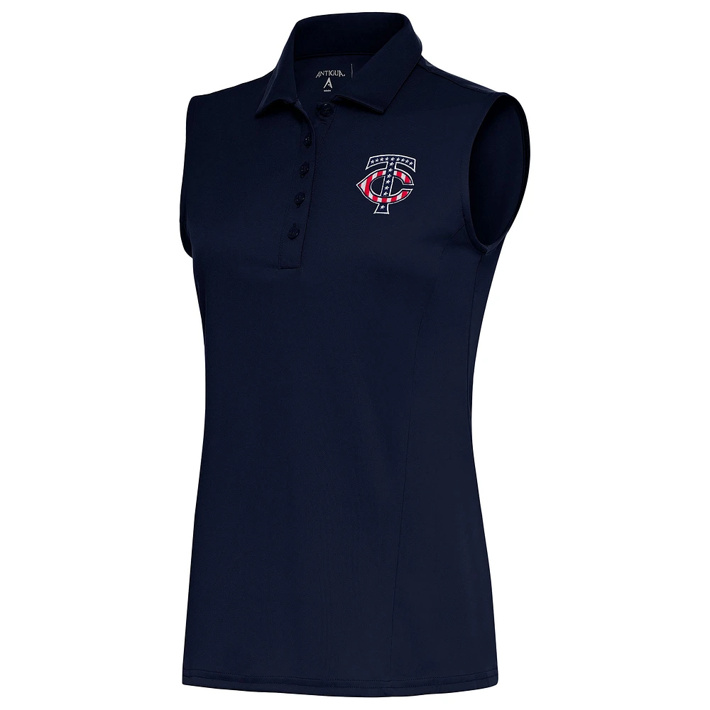 Women's Antigua Navy Minnesota Twins Patriotic Sleeveless Tribute Polo