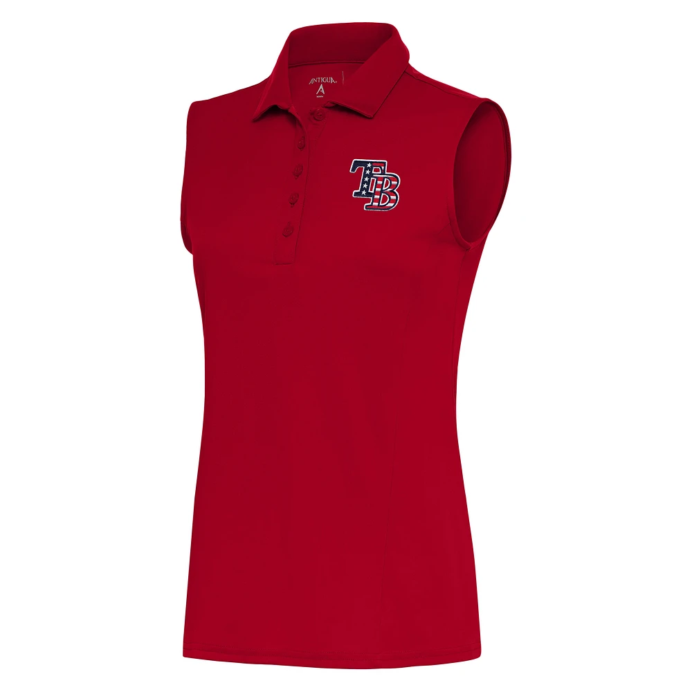 Women's Antigua Red Tampa Bay Rays Patriotic Sleeveless Tribute Polo