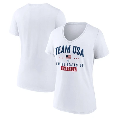 Women's Fanatics White Team USA Paralympics Historic Freedom V-Neck T-Shirt