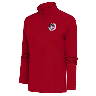 Women's Antigua Red Chicago Cubs Patriotic Tribute Half-Zip Pullover Top
