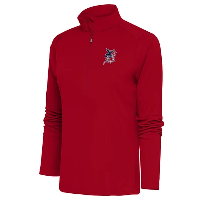 Women's Antigua Red Detroit Tigers Patriotic Tribute Half-Zip Pullover Top