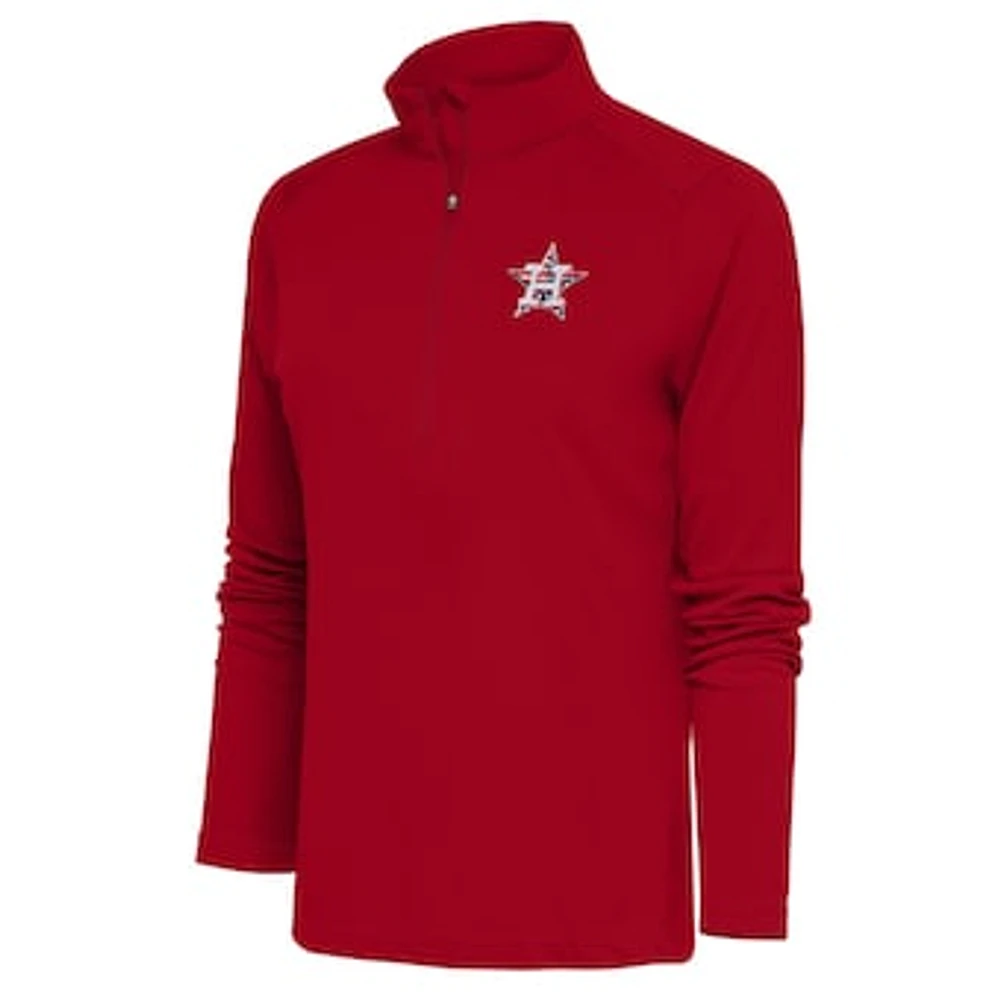 Women's Antigua Red Houston Astros Patriotic Tribute Half-Zip Pullover Top