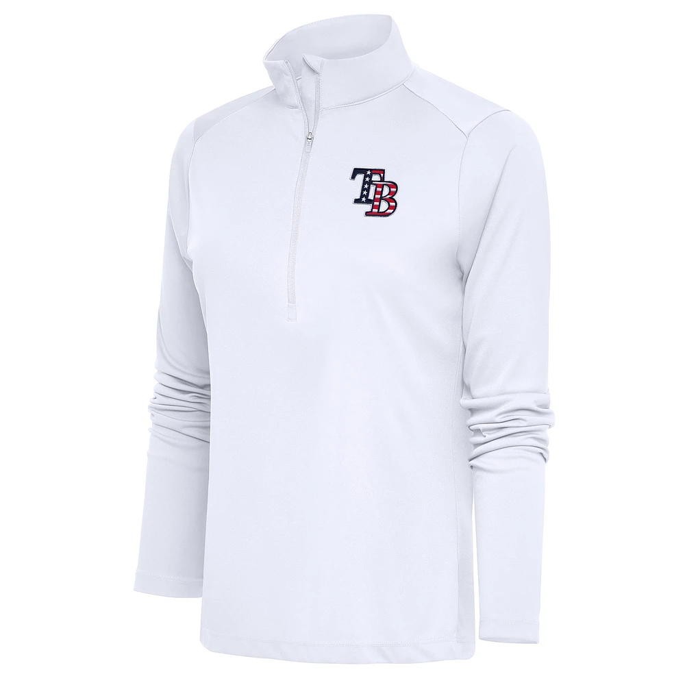 Women's Antigua Tampa Bay Rays Patriotic Tribute Half-Zip Pullover Top