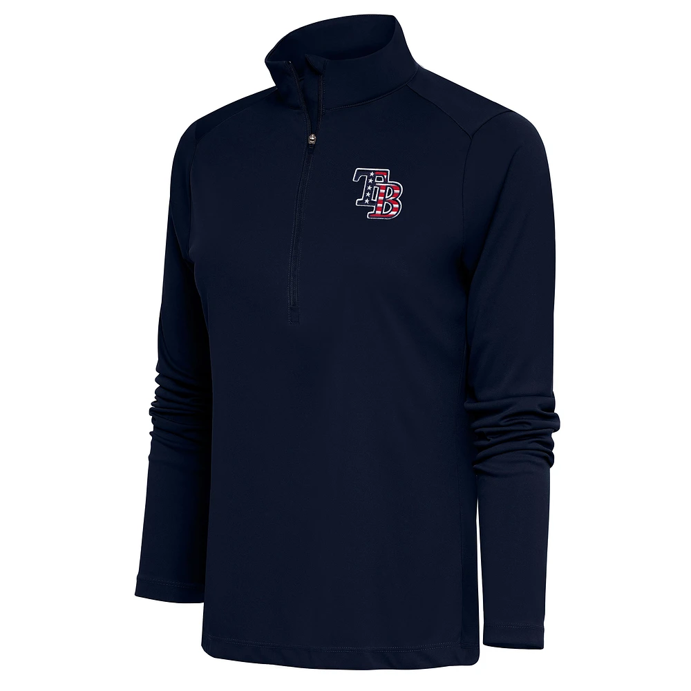 Women's Antigua Navy Tampa Bay Rays Patriotic Tribute Half-Zip Pullover Top