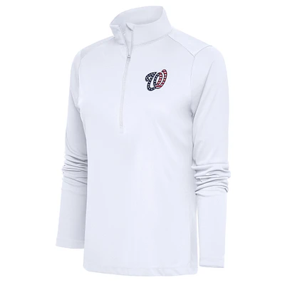 Women's Antigua Washington Nationals Patriotic Tribute Half-Zip Pullover Top