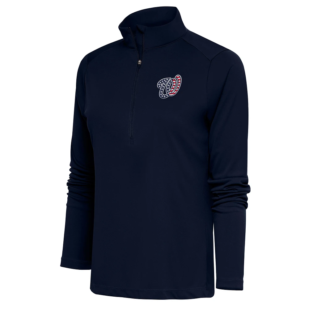 Women's Antigua Navy Washington Nationals Patriotic Tribute Half-Zip Pullover Top