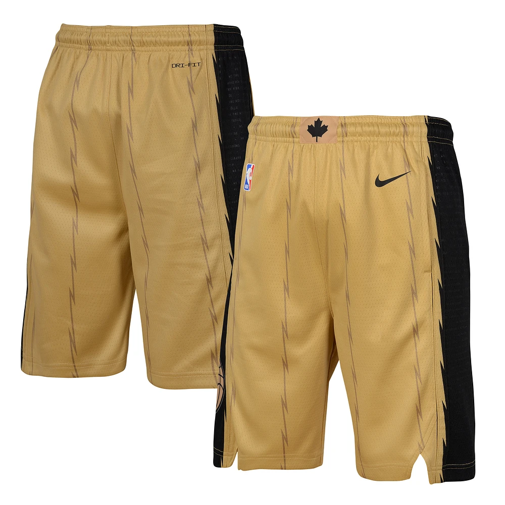 Youth Nike Gold Toronto Raptors 2023/24 City Edition Swingman Performance Shorts