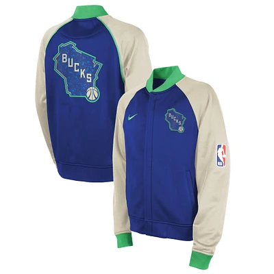 Youth Nike Royal Milwaukee Bucks 2023/24 City Edition Authentic Showtime Full-Zip Jacket