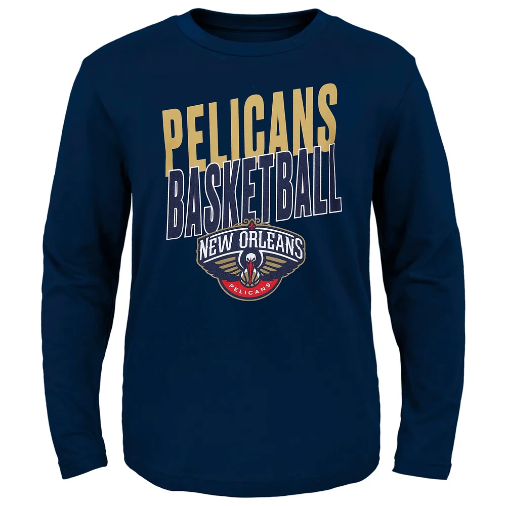 Preschool Navy New Orleans Pelicans Showtime Long Sleeve T-Shirt