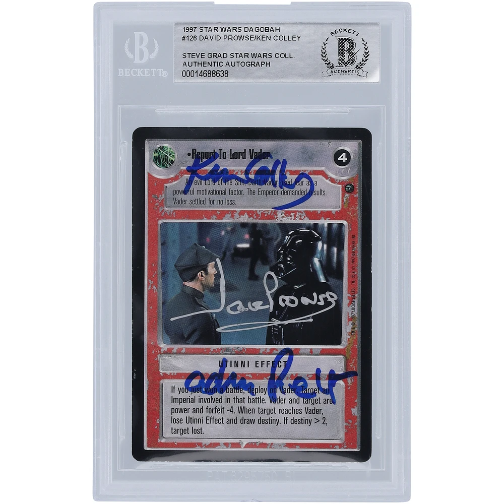 David Prowse & Kenneth Colley Star Wars Autographed 1997 CCG Dagobah #126 BGS Authenticated Authenticated Card with "Adm. Piet" Inscription