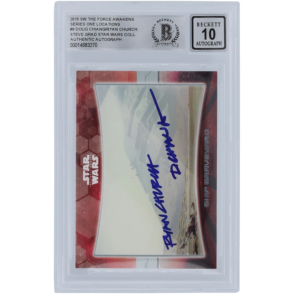 Doug Chiang & Ryan Church Star Wars Autographed 2015 Topps The Force Awakens #9 BGS Authenticated 10 Auto Card