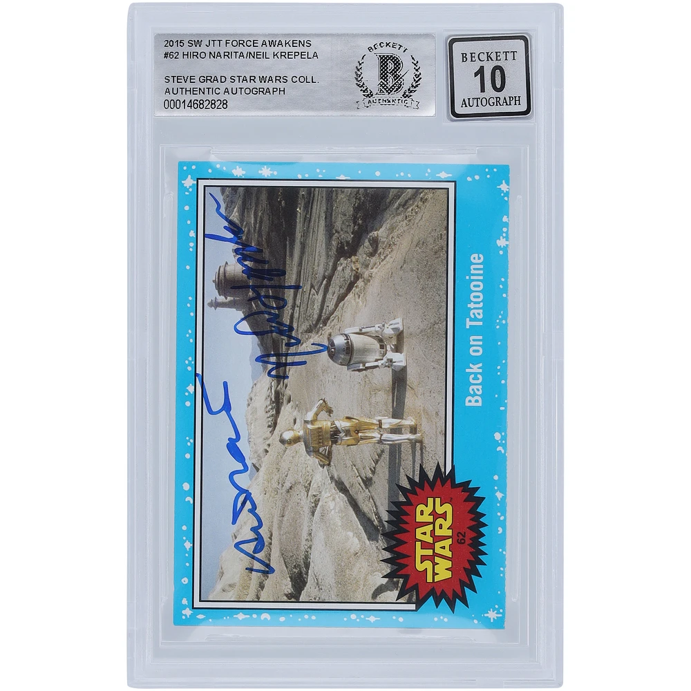 Hiro Narita and Neil Krepela Star Wars Autographed 2015 Topps JT The Force Awakens #62 BGS Authenticated 10 Auto Card