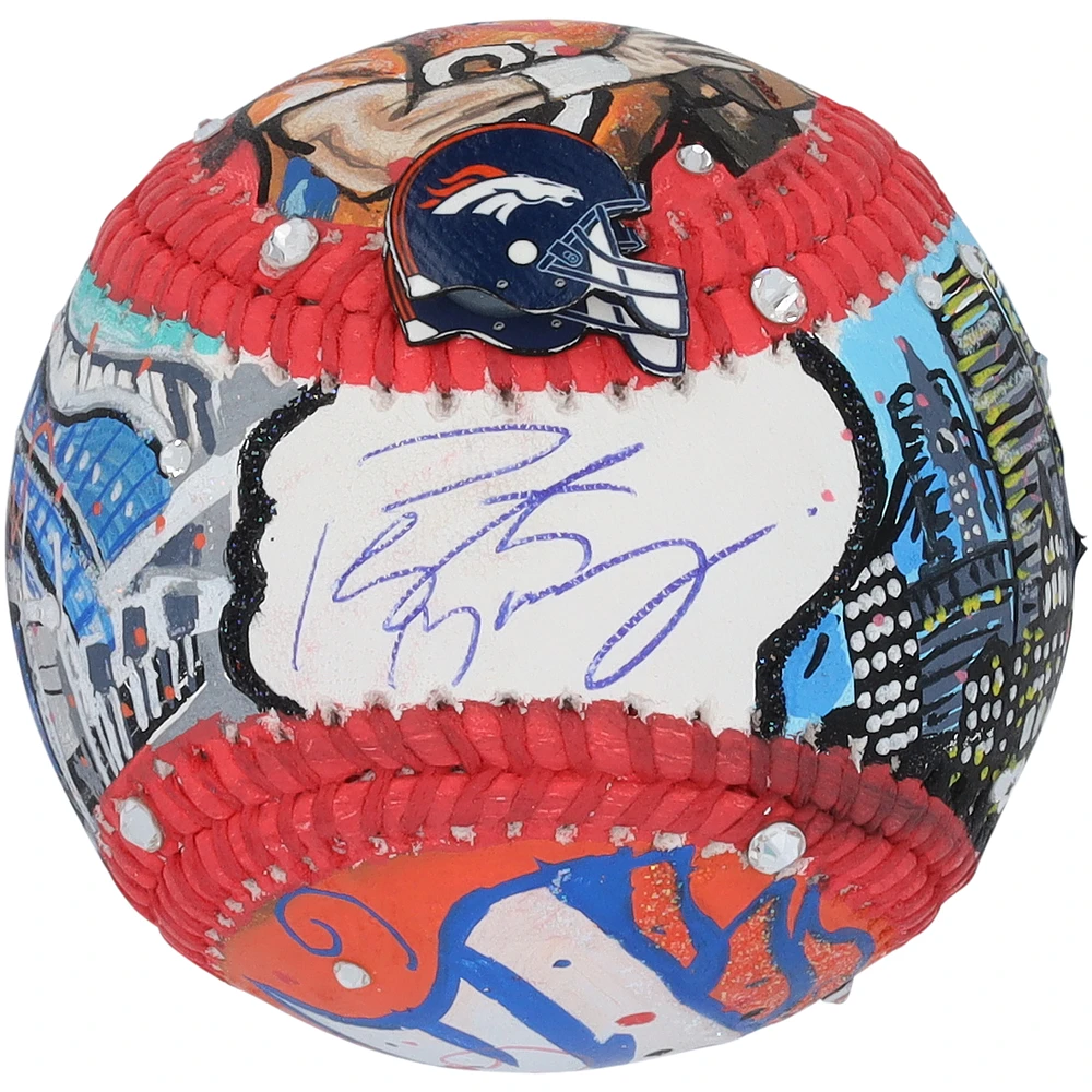 Peyton Manning Denver Broncos Autographed Baseball - Art by Charles Fazzino - LG20377145