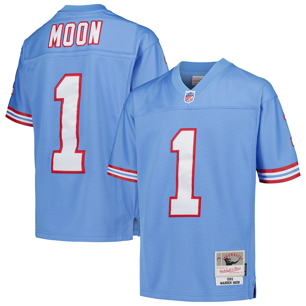 Youth Mitchell & Ness Warren Moon Light Blue Houston Oilers Gridiron Classics 1993 Retired Player Legacy Jersey