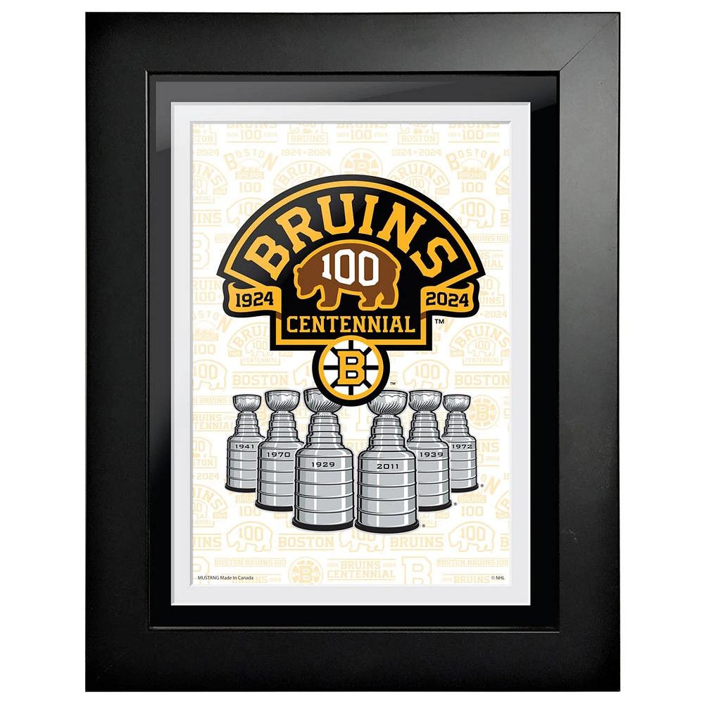 Boston Bruins Centennial 12" x 16" Stanley Cups Framed Print
