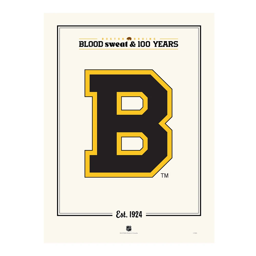 Boston Bruins Centennial 12" x 16" "B" Logo Print